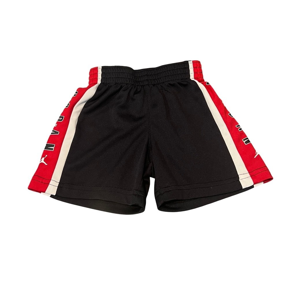 Jordan Boys Black Red Dri-FIT Mesh Athletic Basketball Shorts 18M